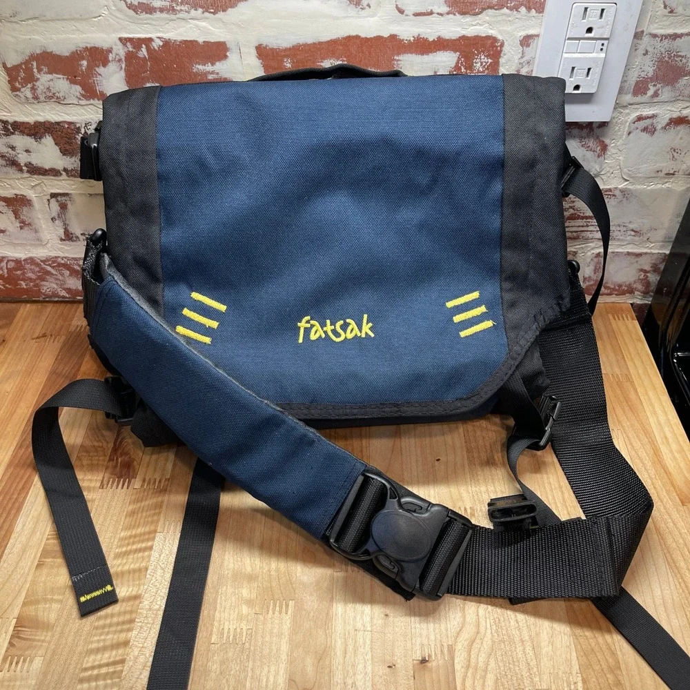 Fatsak Messenger Bag Convertible Utility BIKE Blue Black Canvas Everything Bag